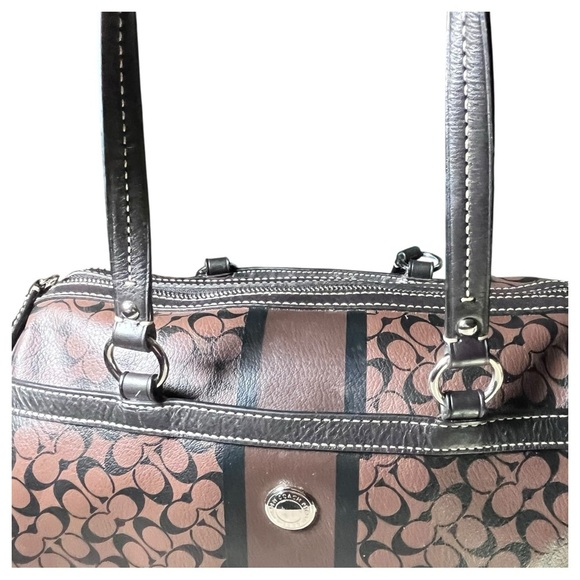 Coach Chelsea Heritage Brown & Black Coated Leather Satchel Handbag F1069-F15132 - Picture 13 of 16